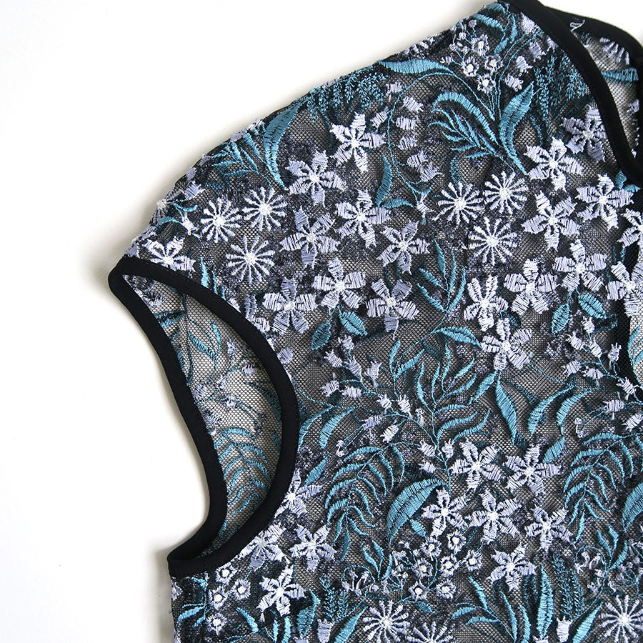 【Mame Kurogouchi/マメ】<br>Floral Lace French Sleeve Top <br>MM25SS-SH104