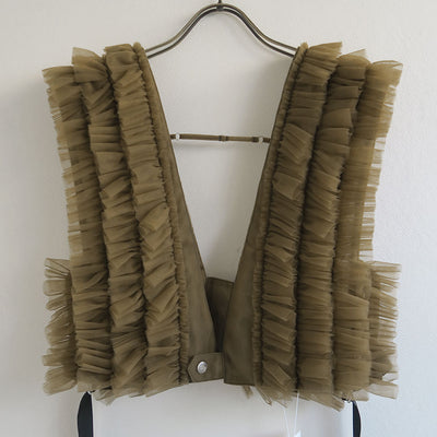 【RYU KAGA/リュウ カガ】<br>Floating military tulle vest <br>84RL01F