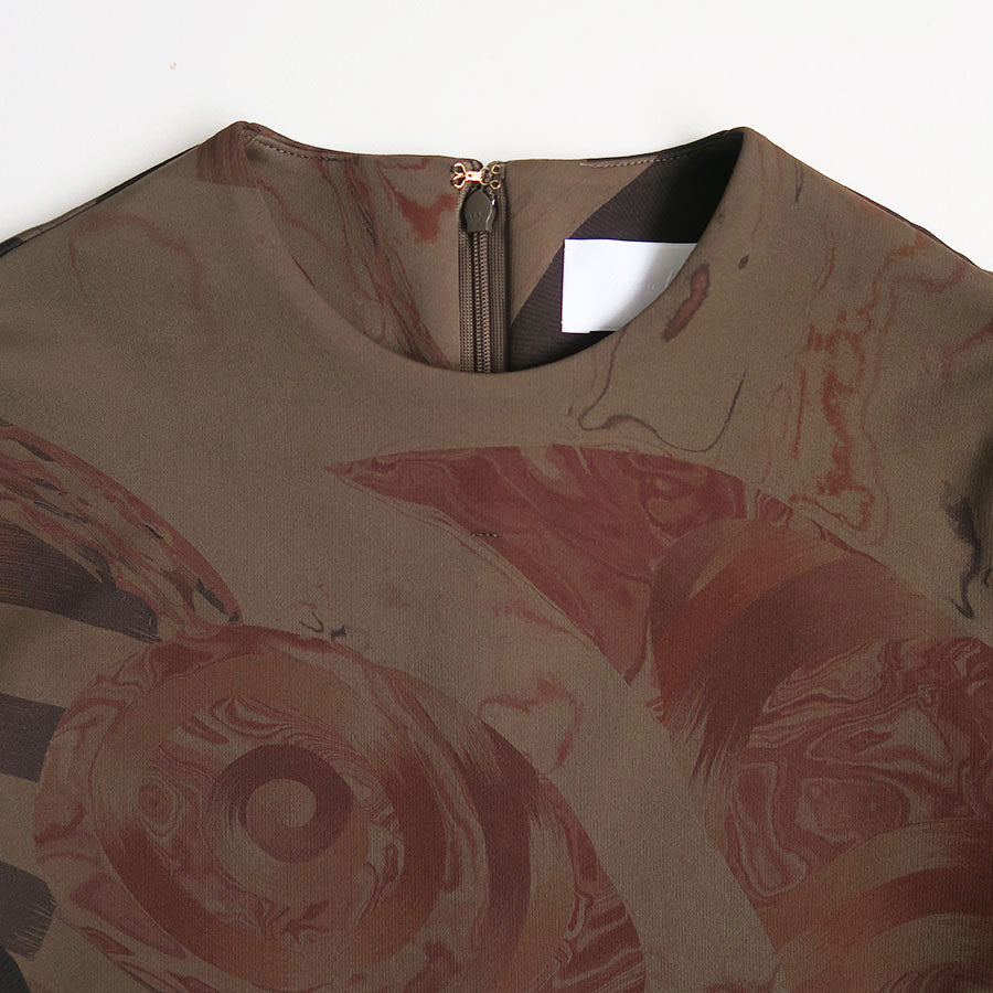 【Mame Kurogouchi/マメ】<br>Marble Print I-Line Jersey Dress <br>MM23FW-JS022