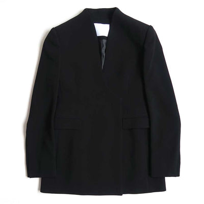 【Mame Kurogouchi/マメ】<br>Acetate Polyester Collarless Double Breasted Suit Jacket <br>MM25FW-JK114