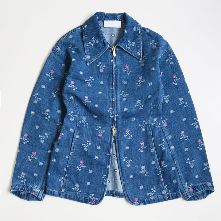 Mame Kurogouchi/マメ】Floral Jacquard Denim Jacket MM26SS-JK079の