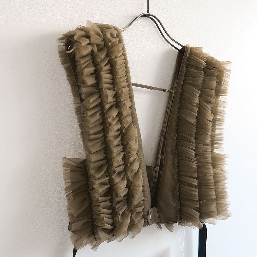 【RYU KAGA/リュウ カガ】<br>Floating military tulle vest <br>84RL01F