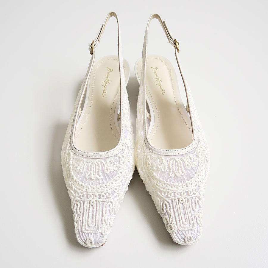 【Mame Kurogouchi/マメ】<br>Cording Embroidery Sling Back Heels <br>MM24SS-AC305