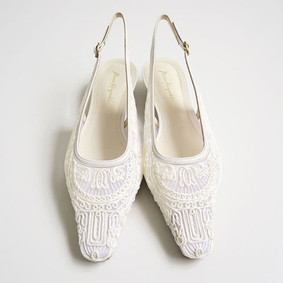 【Mame Kurogouchi/マメ】<br>Cording Embroidery Sling Back Heels <br>MM24SS-AC305