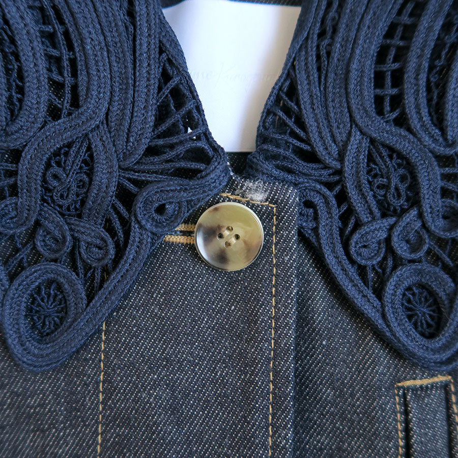 【Mame Kurogouchi/マメ】<br>Cord Embroidery Detail Denim Jacket <br>MM24FW-JK090