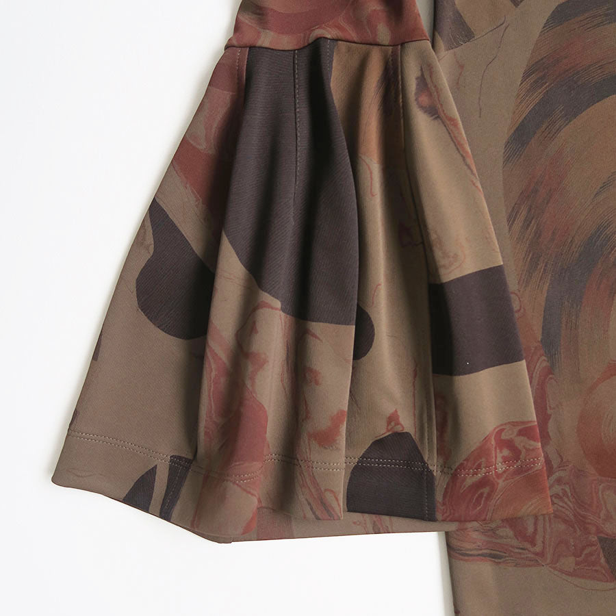 【Mame Kurogouchi/マメ】<br>Marble Print I-Line Jersey Dress <br>MM23FW-JS022