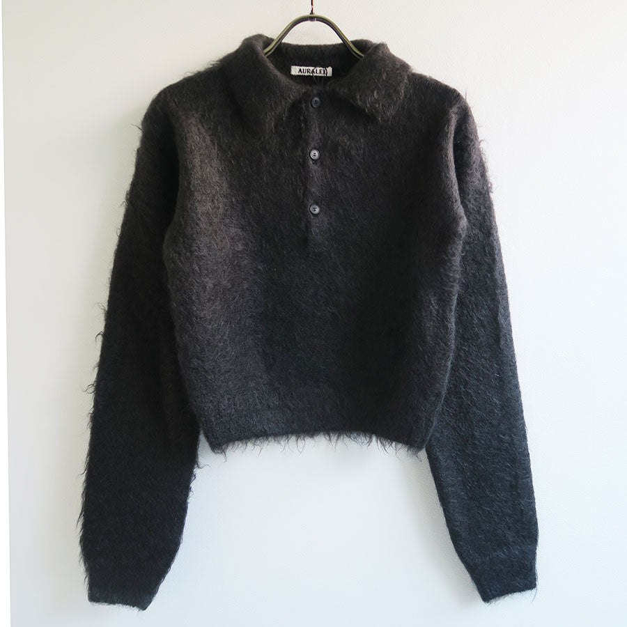 【10/3からポイント10%還元】<br>【AURALEE/オーラリー】<br>BRUSHED SUPER KID MOHAIR KNIT POLO <br>A25AP03KM