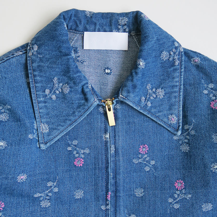 ミスアシダ　デニムジャケット Mame Kurogouchi/マメ】Floral Jacquard Denim Jacket MM26SS-JK079の