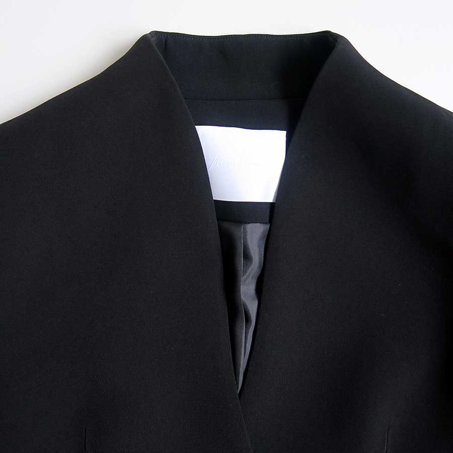 Mame Kurogouchi/マメ】Acetate Polyester Collarless Double Breasted
