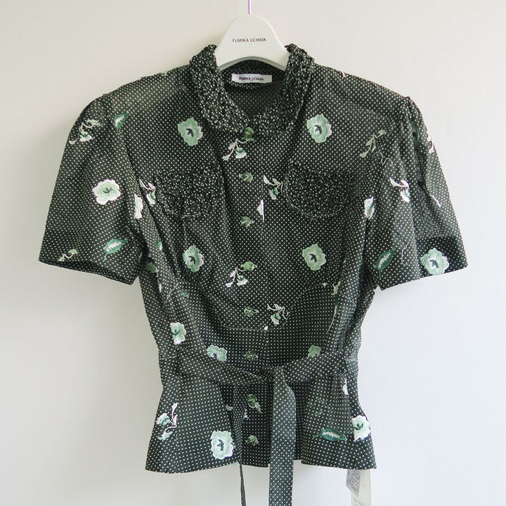 新品未使用☆fumika uchidaフミカウチダ　ノースリーブシャツ FUMIKA UCHIDA/フミカウチダ】Allover Emb. Short Sleeve Shirt X