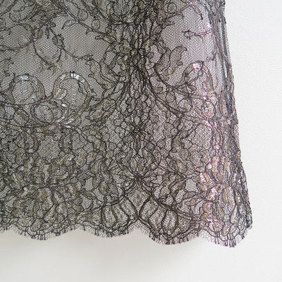 【MARGE/マージ】<br>Velours & lace midi skirt <br>1006-0105-255