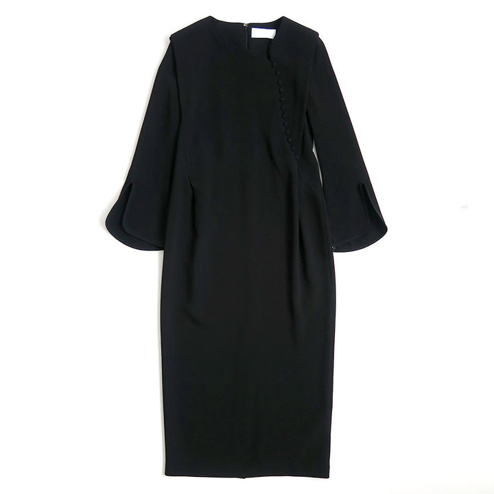 Mame Kurogouchi/マメ】Triacetate Polyester Asymmetrical Neck Dress