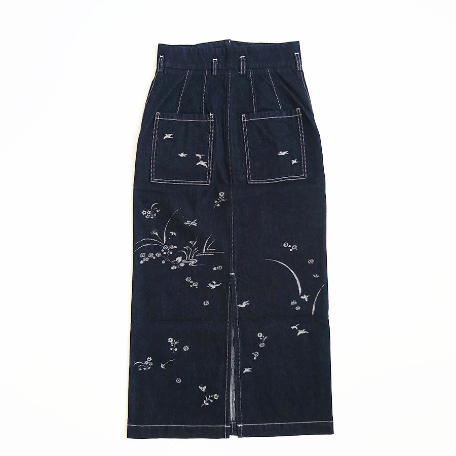 【Mame Kurogouchi/マメ】<br>Nature Pattern Jacquard Denim Skirt <br>MM25FW-SK090