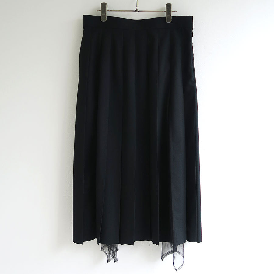 【FETICO/フェティコ】 <br>WOOL & TULLE COMBINED PLEATED SKIRT <br>FTC244-0505