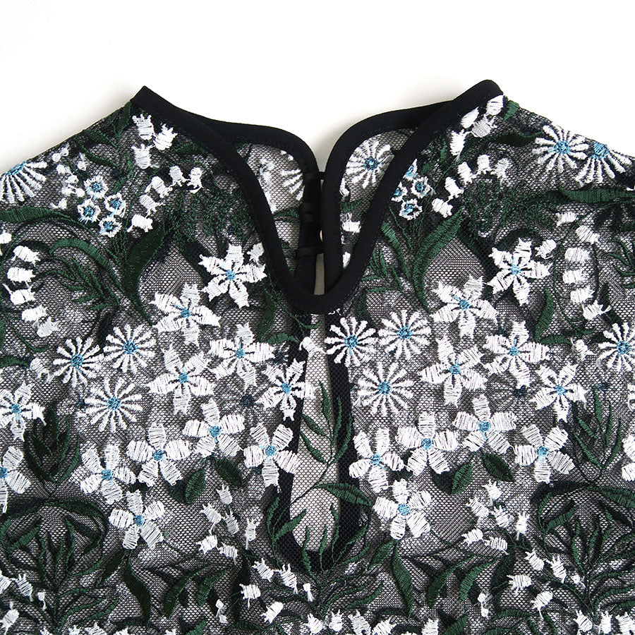 【Mame Kurogouchi/マメ】<br>Floral Lace French Sleeve Top <br>MM25SS-SH104