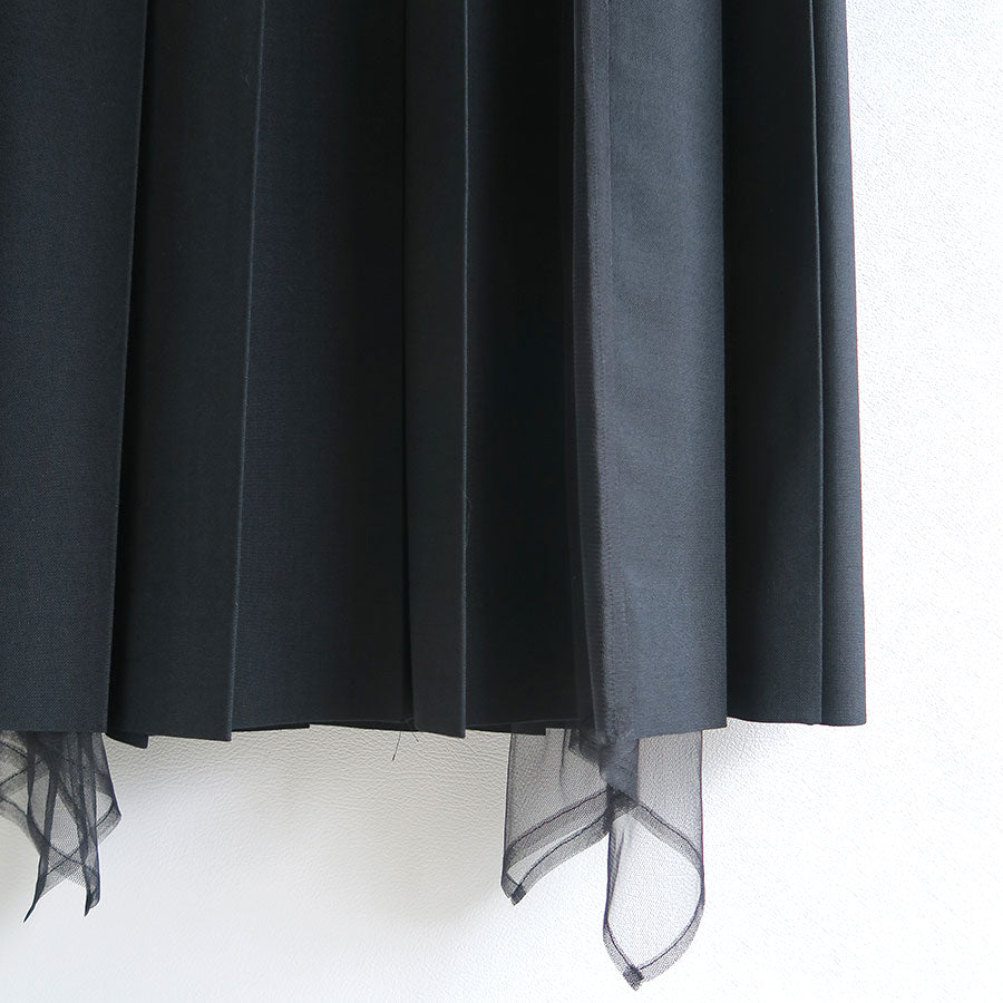 【FETICO/フェティコ】 <br>WOOL & TULLE COMBINED PLEATED SKIRT <br>FTC244-0505