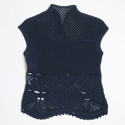 【Mame Kurogouchi/マメ】<br>Cotton Lace Sleeveless Knitted Top <br>MM24SS-KN063