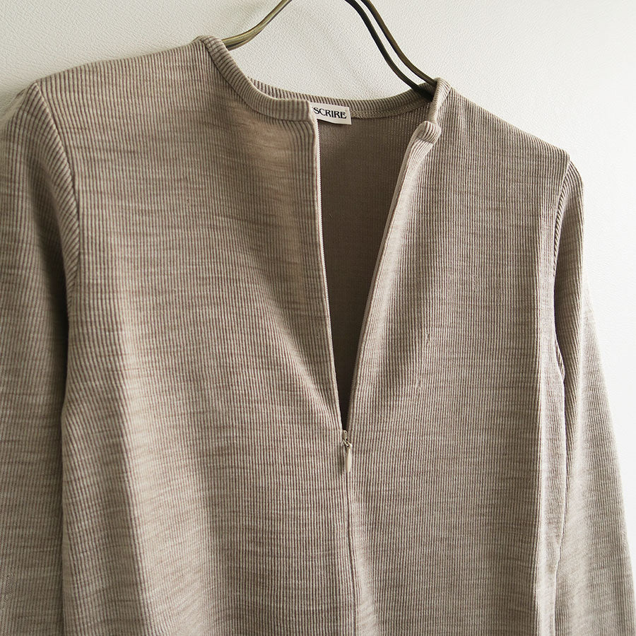 【INSCRIRE/アンスクリア】<br>Plating Rib Zip Up Tee <br>I25AW-CUT1