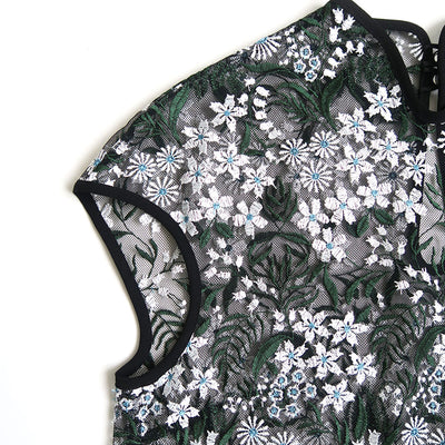 【Mame Kurogouchi/マメ】<br>Floral Lace French Sleeve Top <br>MM25SS-SH104