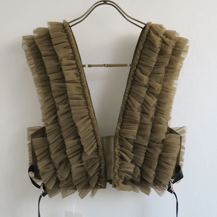 【RYU KAGA/リュウ カガ】<br>Floating military tulle vest <br>84RL01F