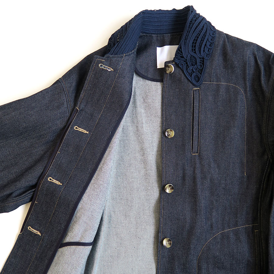 【Mame Kurogouchi/マメ】<br>Cord Embroidery Detail Denim Jacket <br>MM24FW-JK090