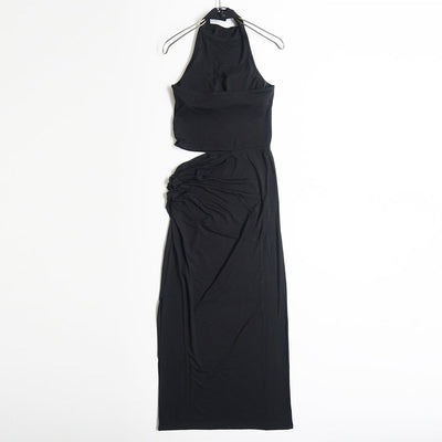 【determ/デターム】<br>Collagen Halter Slit Dress <br>DT00DR09