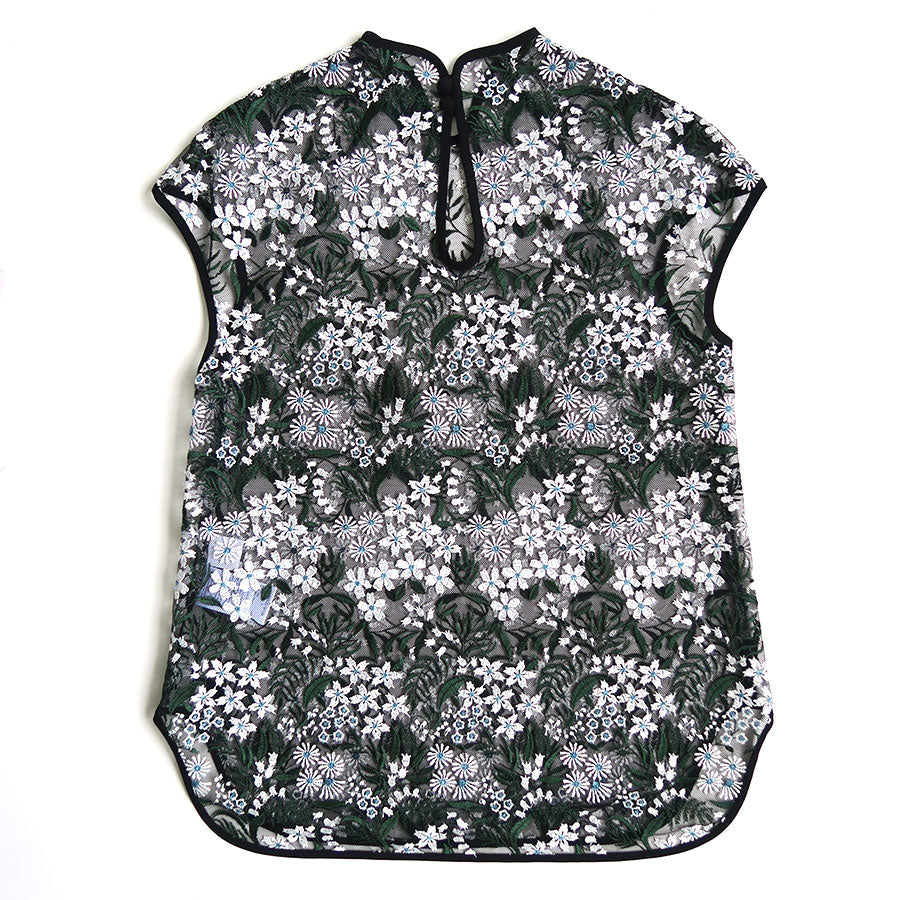 Mame Kurogouchi/マメ】Floral Lace French Sleeve Top MM25SS-SH104の 