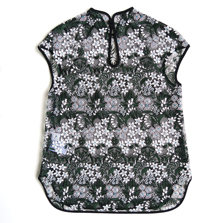 Pedicel Lace French Sleeves Shirt - navy | Mame Kurogouchi