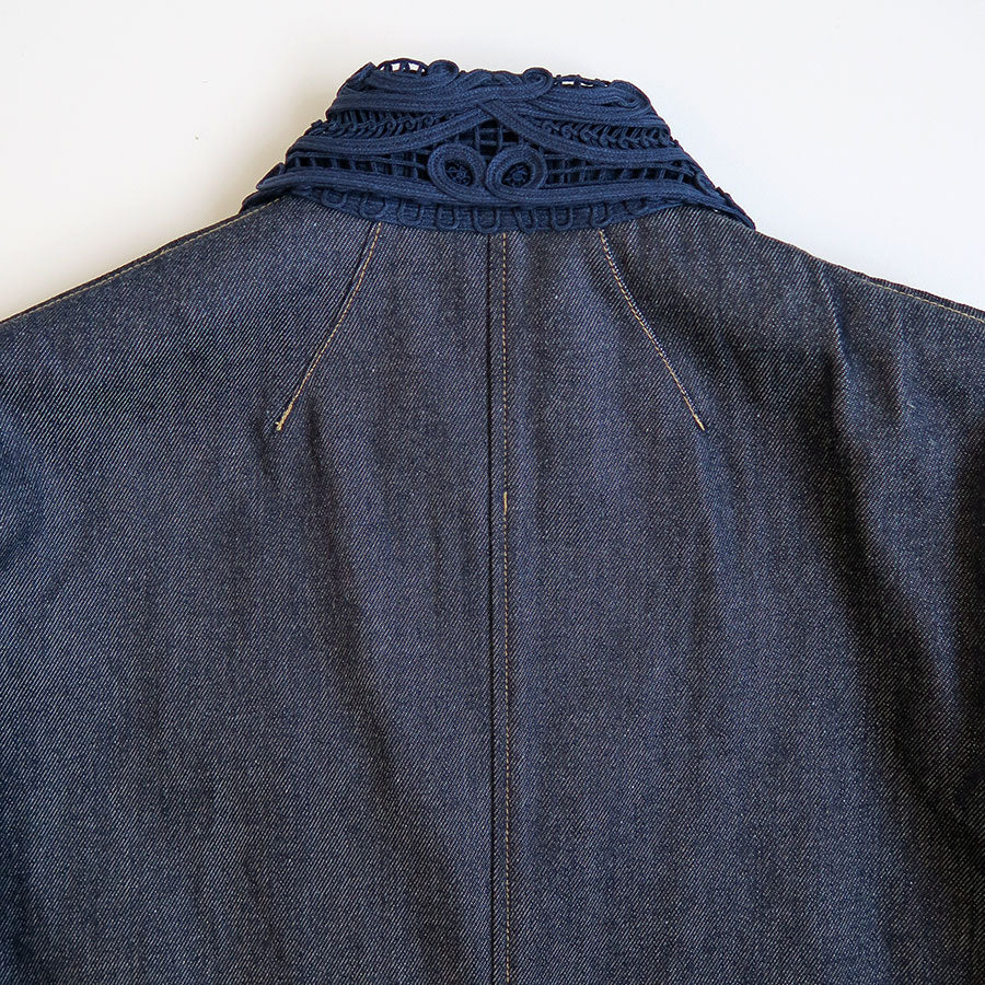 【Mame Kurogouchi/マメ】<br>Cord Embroidery Detail Denim Jacket <br>MM24FW-JK090