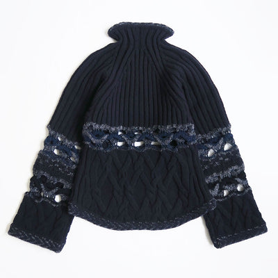 【Mame Kurogouchi/マメ】<br>Basket Pattern Combination Knitted Pullover <br>MM23FW-KN054