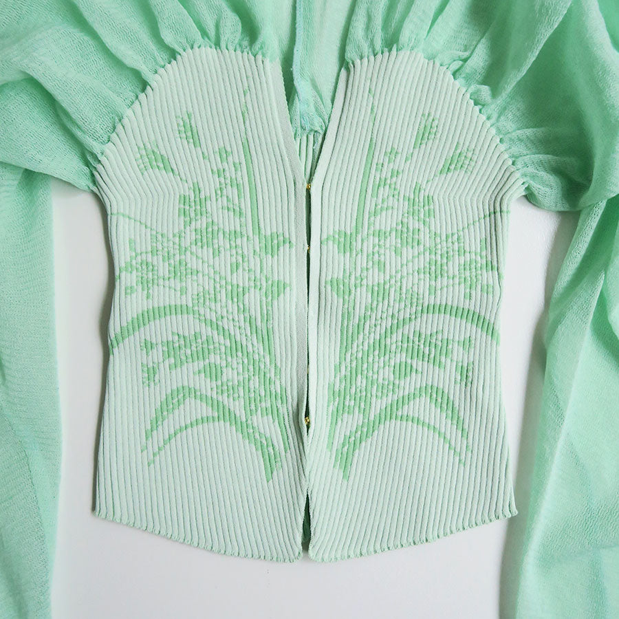 Mame Kurogouchi/マメ】Sheer Rounded Sleeve Knitted Cardigan