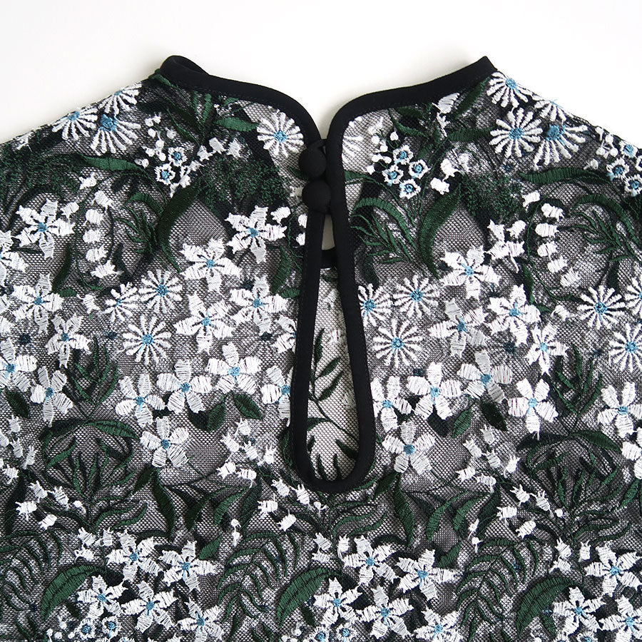 【Mame Kurogouchi/マメ】<br>Floral Lace French Sleeve Top <br>MM25SS-SH104