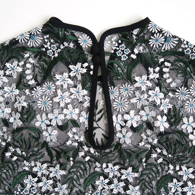 【Mame Kurogouchi/マメ】<br>Floral Lace French Sleeve Top <br>MM25SS-SH104