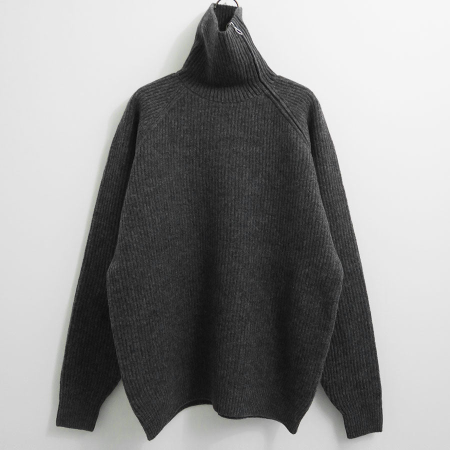 【AURALEE/オーラリー】<br>MILLED FRENCH MERINO RIB KNIT ZIP P/O <br>A23AP05MR