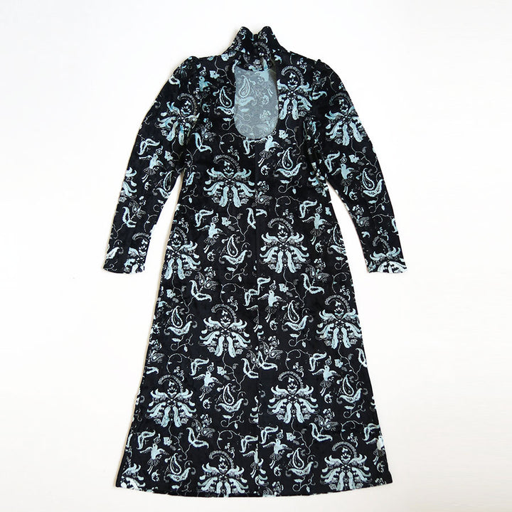 Mame Kurogouchi/マメ】Velour Jersey High Neck Dress MM25FW