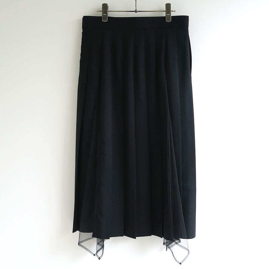 【FETICO/フェティコ】 <br>WOOL & TULLE COMBINED PLEATED SKIRT <br>FTC244-0505