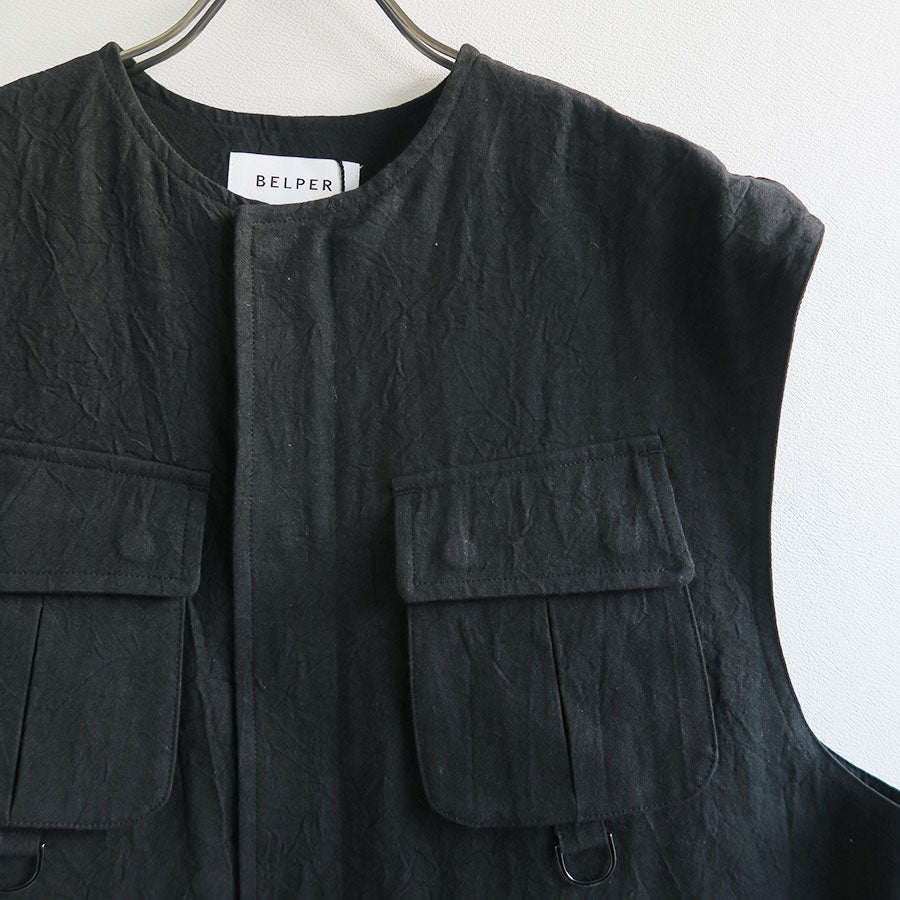 【BELPER/ベルパー】<br>WASHED LINEN VEST <br>2117-1424L