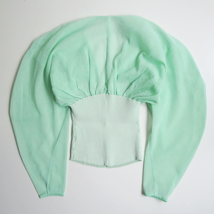 Mame Kurogouchi/マメ】Sheer Rounded Sleeve Knitted Cardigan