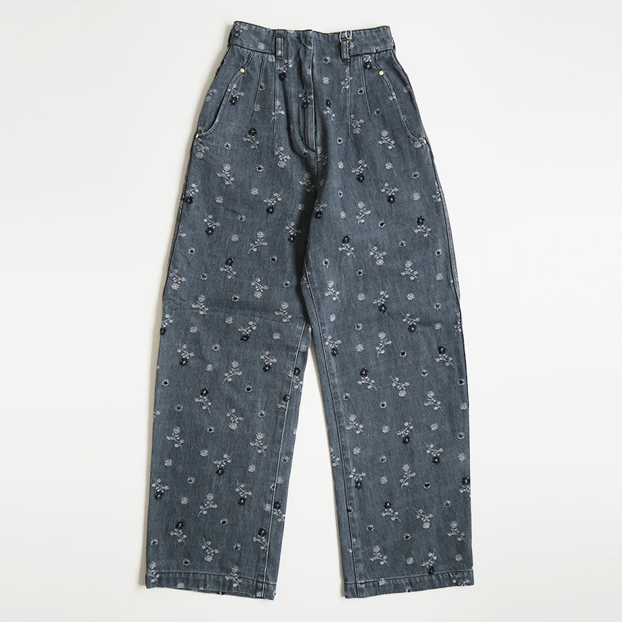 Mame Kurogouchi/マメ】Floral Jacquard High Waisted Denim Trousers