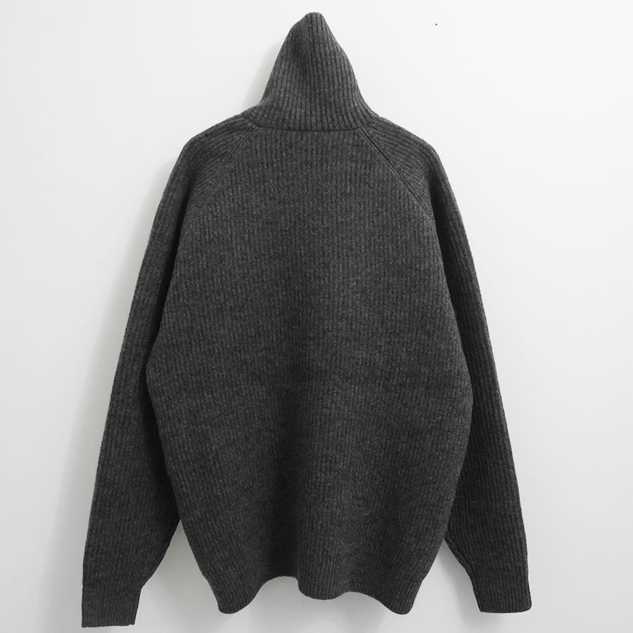 【AURALEE/オーラリー】<br>MILLED FRENCH MERINO RIB KNIT ZIP P/O <br>A23AP05MR