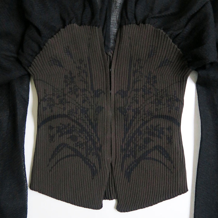 メーカー直売 - 人気ランキング Mame Kurogouchi/マメ】Sheer Cardigan Knitted Sleeve Rounded トップス