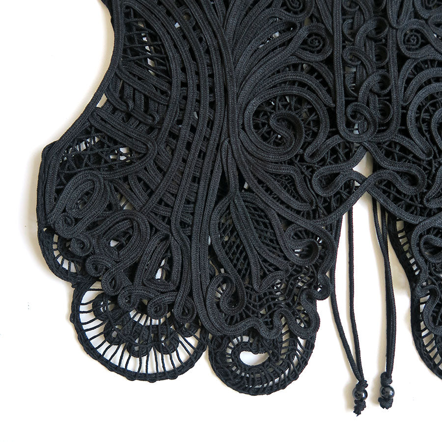 mame Cord Embroidery Vest black コード刺繍 黒