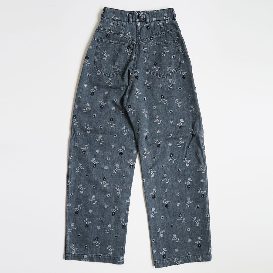 Mame Kurogouchi/マメ】Floral Jacquard High Waisted Denim Trousers