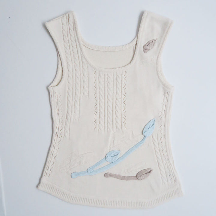 Mame Kurogouchi/マメ】3D Floral Motif Sleeveless Knit Top MM26SS