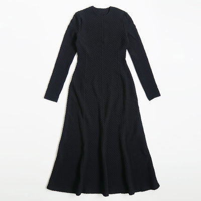 【Mame Kurogouchi/マメ】<br>Shirring Jersey Jacquard Flared Dress <br>MM24FW-JS046