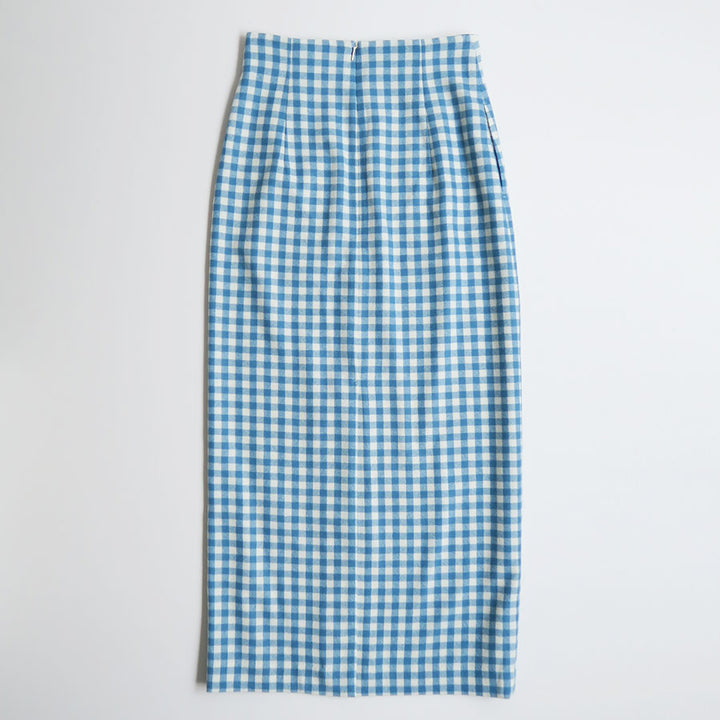 AURALEE: Blue & White Airy Smooth Cashmere Maxi Skirt | SSENSE