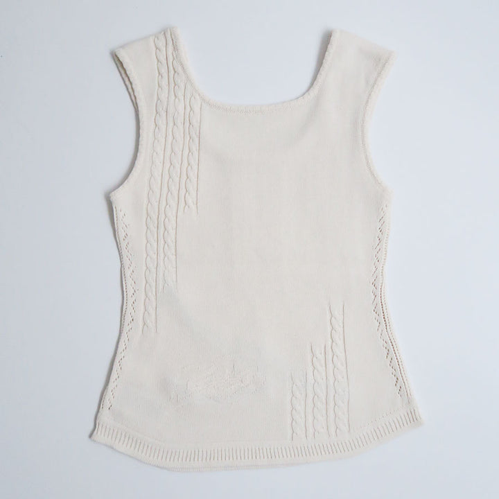 Mame Kurogouchi/マメ】3D Floral Motif Sleeveless Knit Top MM26SS