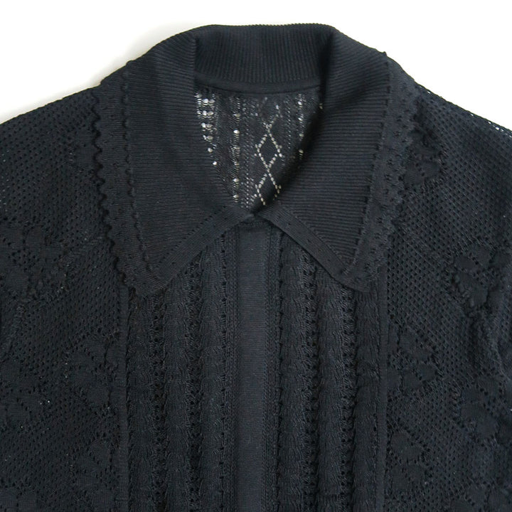 Mame Kurogouchi/マメ】Lace Stripe Knitted Top MM25SS-KN070の