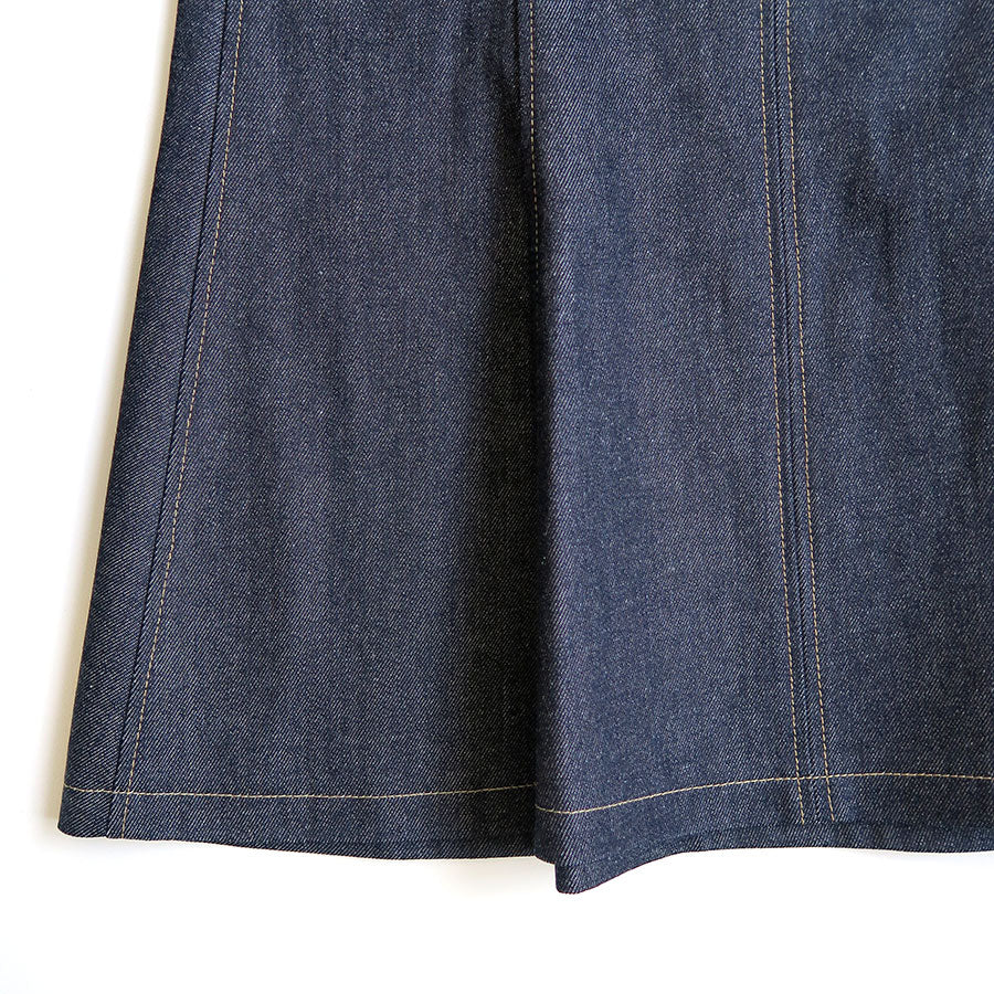 【Mame Kurogouchi/マメ】<br>Cord Embroidery Detail Denim Skirt <br>MM24FW-SK092