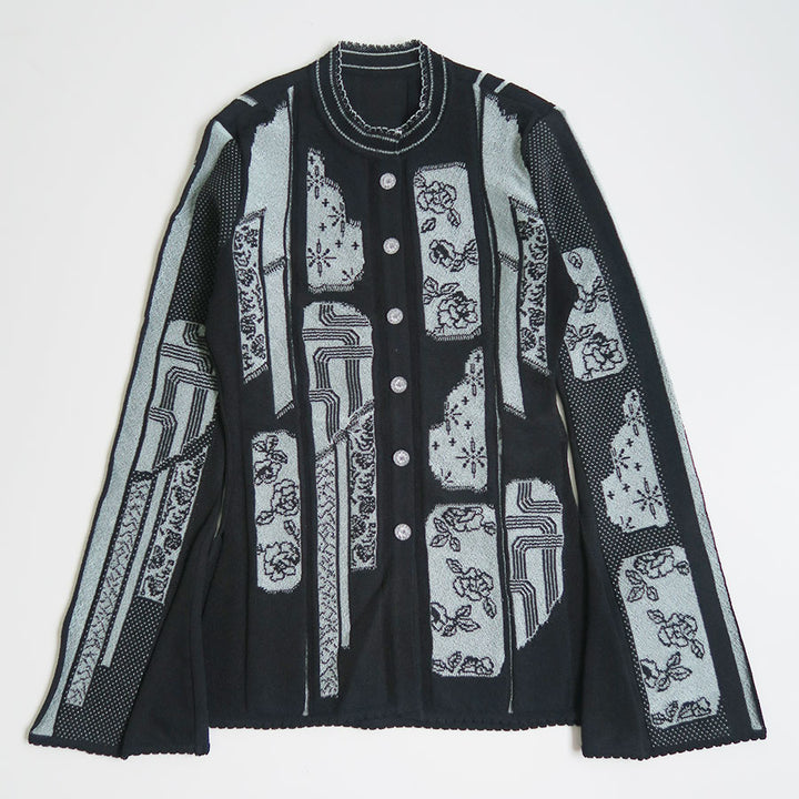 Mame Kurogouchi/マメ】Multi-Pattern Knit Cardigan MM26SS-KN094の
